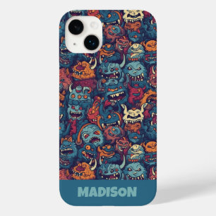 Custom Text Kids' Monster Pattern Case-Mate iPhone 14 Plus Case