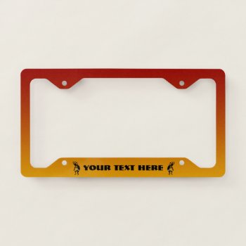 Custom Text Kokopelli Ombre Sunset License Plate Frame by macdesigns2 at Zazzle