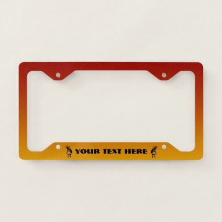 Custom Text Kokopelli Ombre Sunset License Plate Frame