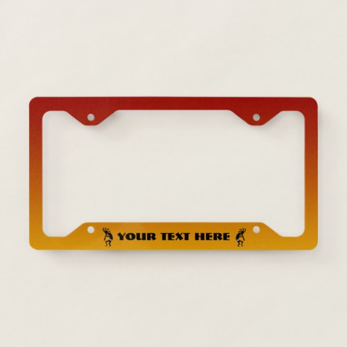 Custom Text Kokopelli Ombre Sunset License Plate Frame