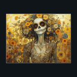 Custom text 💀  La Calavera Catrina with flowers Postcard<br><div class="desc">🌼 Introducing a Striking Día de Muertos Postcard: La Calavera Catrina in G.K.-Inspired Elegance with Yellow Flowers on a Vibrant Yellow Background! 🌼 🌟 Embark on a visual journey that marries the timeless charm of La Calavera Catrina with the enchanting style of G. K. Against a captivating yellow backdrop, this...</div>