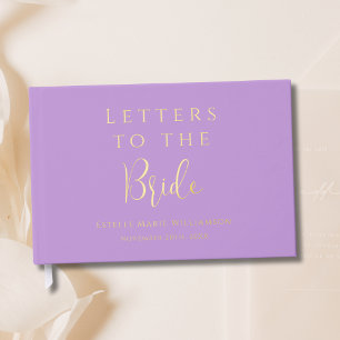 Custom Text Lavender Lilac Letters to the Bride  Foil Guest Book