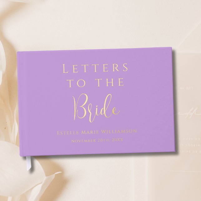 Custom Text Lavender Lilac Letters to the Bride  Foil Guest Book (Creator Uploaded)