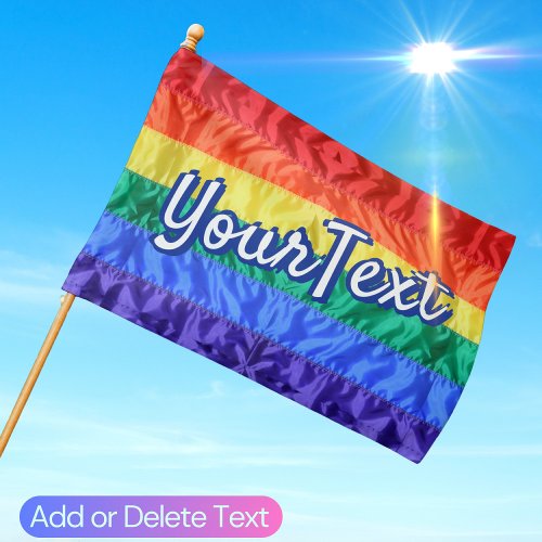 Custom Text LGBT Gay Pride Personalized Rainbow House Flag