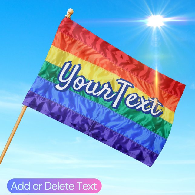 Custom Text LGBT Gay Pride Personalized Rainbow House Flag (Creator Uploaded)