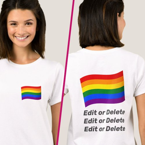 Custom Text LGBT Gay Pride Rainbow Flag 2 Sided T_Shirt