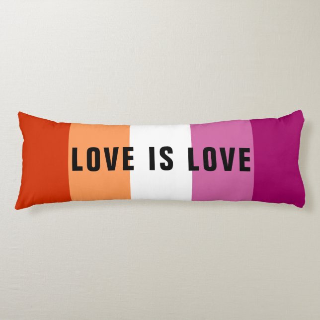 Custom Text LGBT Rainbow Lesbian Pride Flag Body Pillow (Front)