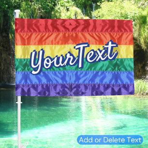 Custom Text LGBTQ+ Gay Pride Personalized Rainbow Car Flag