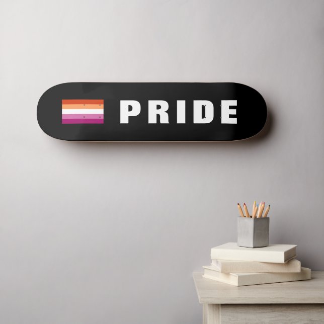 Custom Text LGBTQ Rainbow Lesbian Pride Flag Skateboard (Wall Art (Horz))