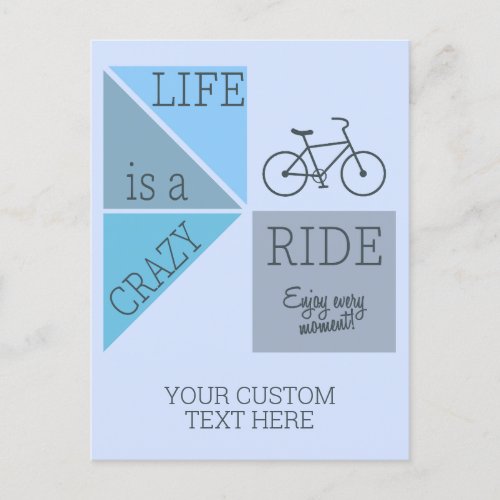 Custom Text Life is a Crazy Ride Postcard