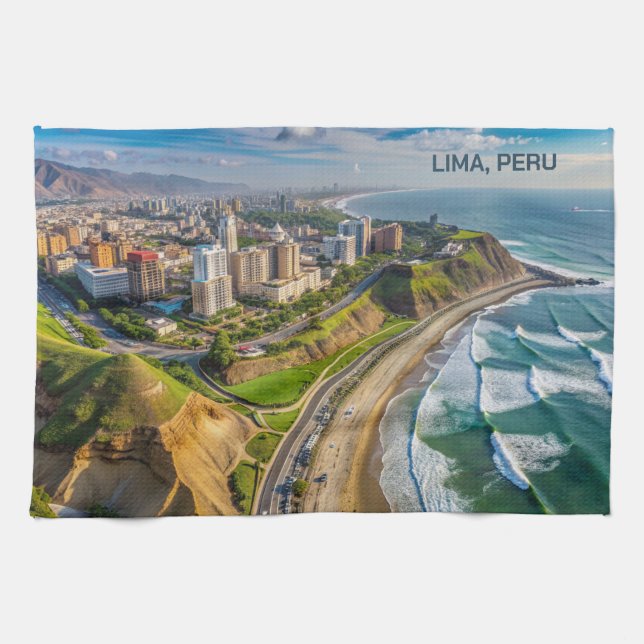 Custom Text Lima, Peru Kitchen Towel (Horizontal)