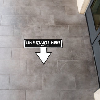Custom Text Line Starts Here Arrow Business Sign Floor Decals