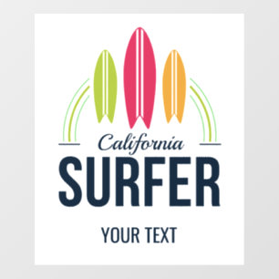 Custom text & location Surfer Sign Wall Decal