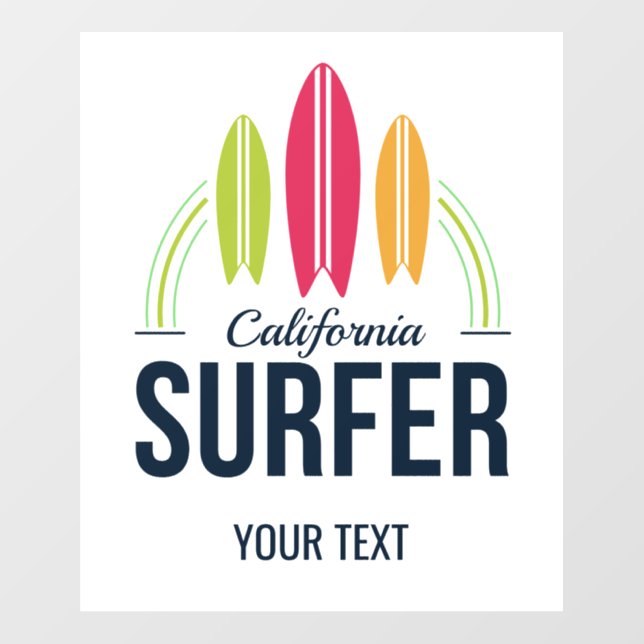 Custom text & location Surfer Sign Wall Decal (Front)