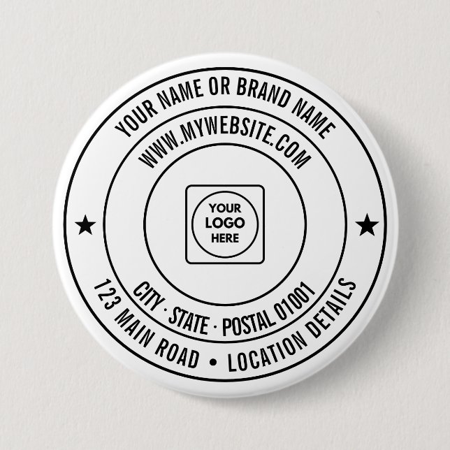 Custom Text Logo Branding with Name Address  Button (Front)