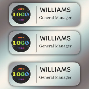 Custom Text Logo Business or Employees Silver Name Tag