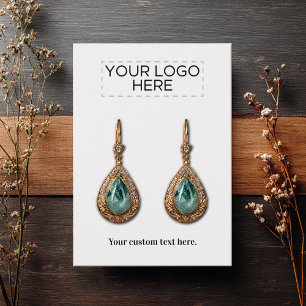 Custom Text & Logo Earring Display Card