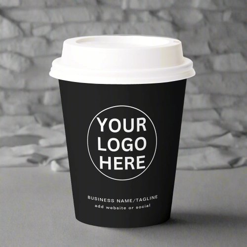 Custom Text  Logo l Professional Black  White Paper Cups