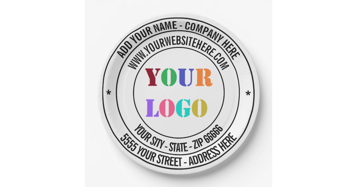 Autograph Address Website Custom Text Logo Name Address Website Paper Plates | Zazzle