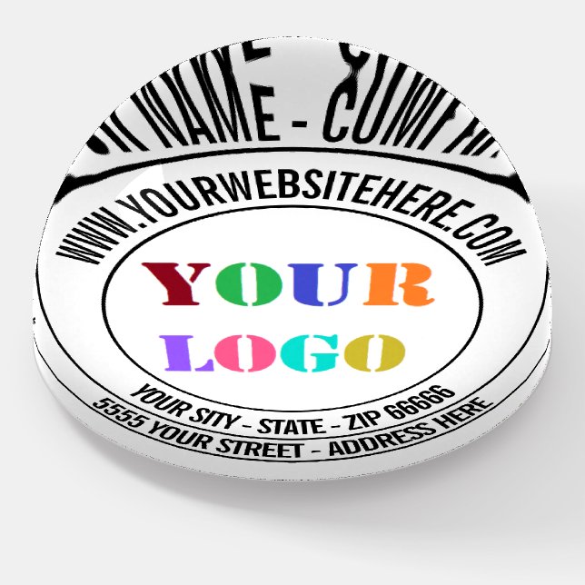 Custom Text Logo Name Address Website Paperweight (Angled)