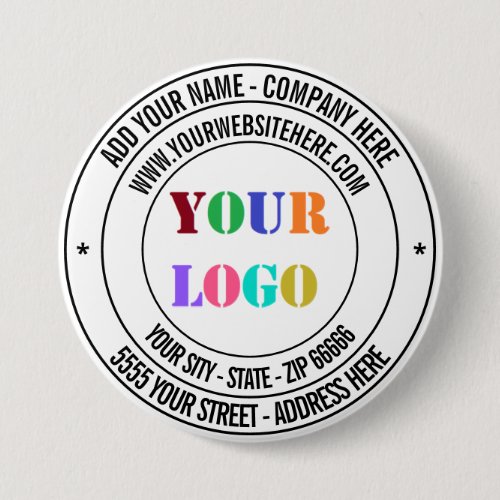 Custom Text Logo Name Address Website Promotional  Button