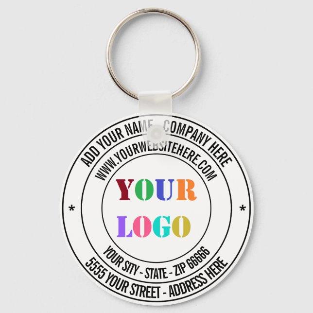 Custom Text Logo Name Address Website Promotional  Keychain (Front)