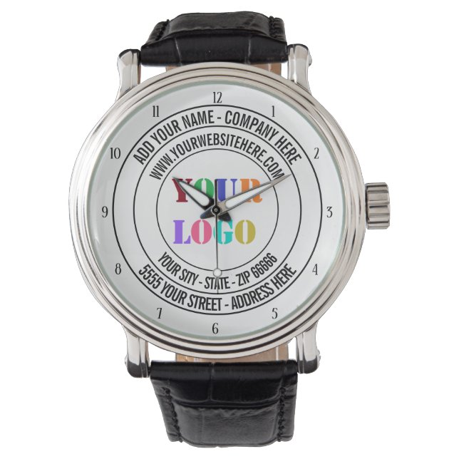 Custom Text Logo Name Address Website Promotional Watch (Front)