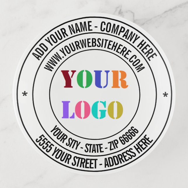 Custom Text Logo Name Address Website Trinket Tray (Front)