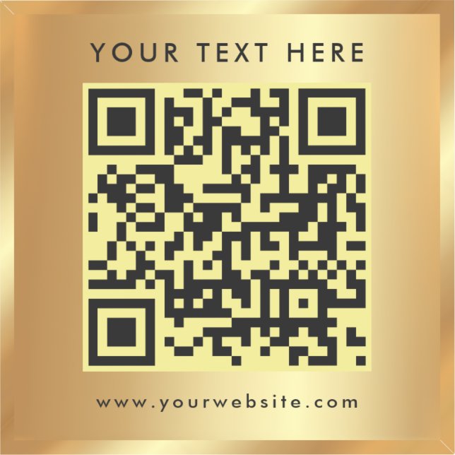 Custom Text Logo QR Code Template Glamour Gold Sticker (Front)