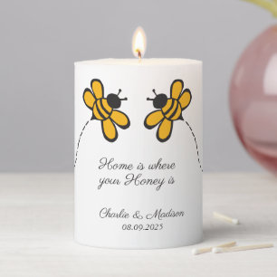 Custom Text Love Bee Pillar Candle