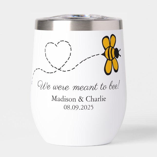 Custom Text Love Bee Thermal Wine Tumbler (Front)