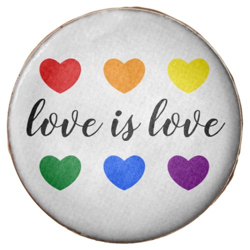 Custom Text Love is Love LGBT Rainbow Color Hearts Chocolate Covered Oreo