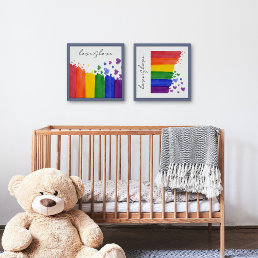 custom text love is love written rainbow heart poster