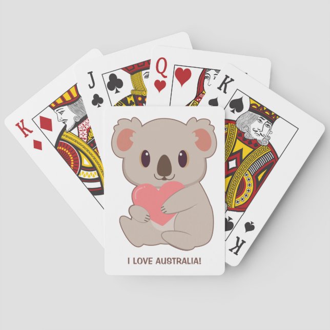 Custom Text Love Koala Poker Cards (Back)