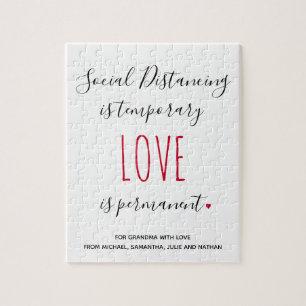 Custom text love message social distancing jigsaw puzzle