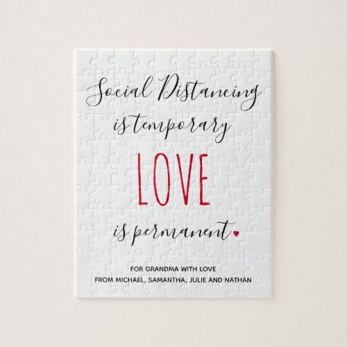 Custom text love message social distancing jigsaw puzzle
