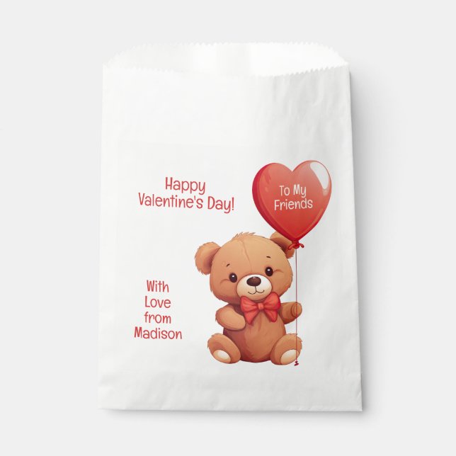 Custom Text Love Teddy Favor Bag (Front)