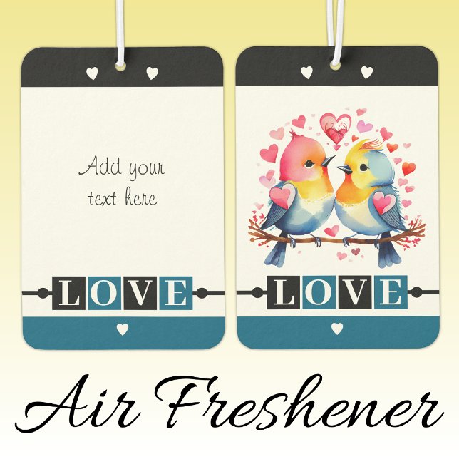 Custom text lovebirds romantic Valentine blue Air Freshener (Creator Uploaded)