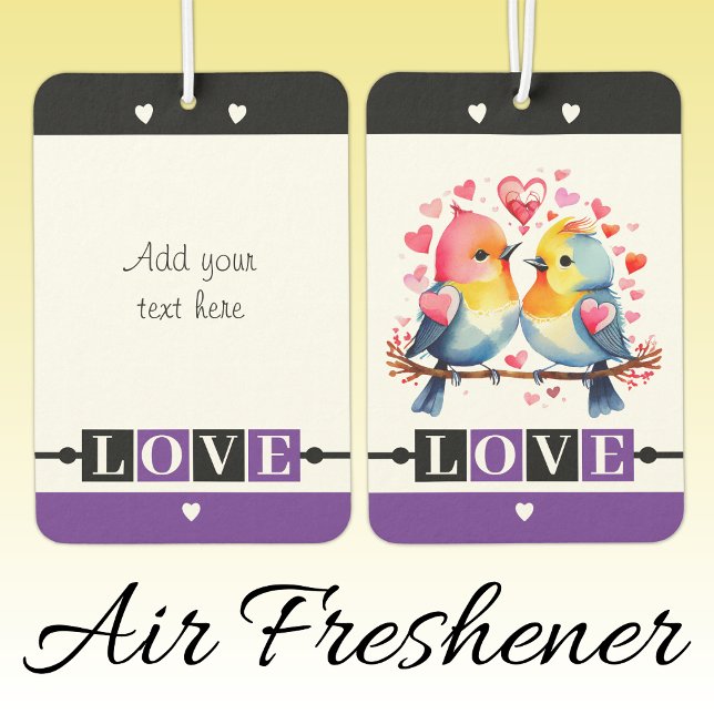 Custom text lovebirds romantic Valentine purple Air Freshener (Creator Uploaded)