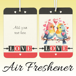 Custom text lovebirds romantic Valentine red Air Freshener