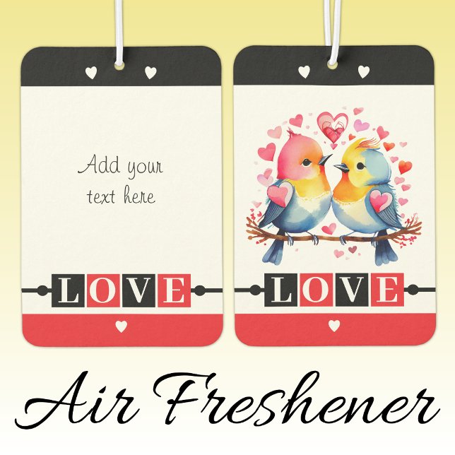 Custom text lovebirds romantic Valentine red Air Freshener (Creator Uploaded)