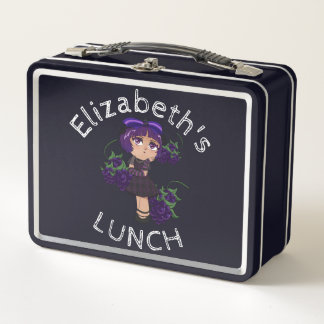 Custom Text Lunch Box with Blackberry Chibi