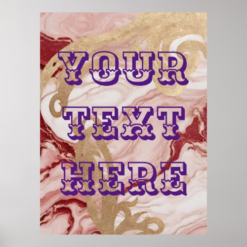 Custom Text Luxe Red Pink Swirls AI Art Poster