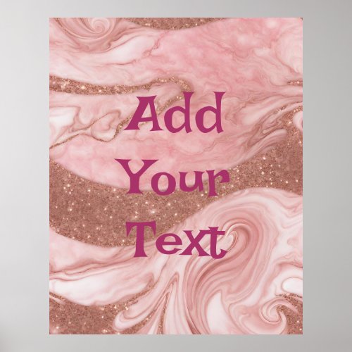 Custom Text Luxe Rose Gold Swirls AI Art Poster