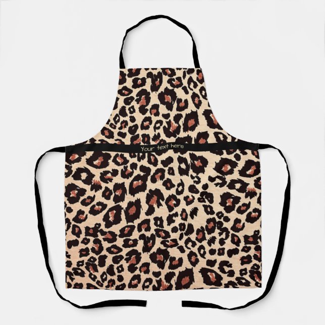 Custom Text Luxury Leopard  Apron chic (Front)