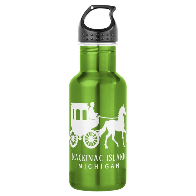 Custom Text Mackinac Island Stainless Steel Water Bottle (Front)