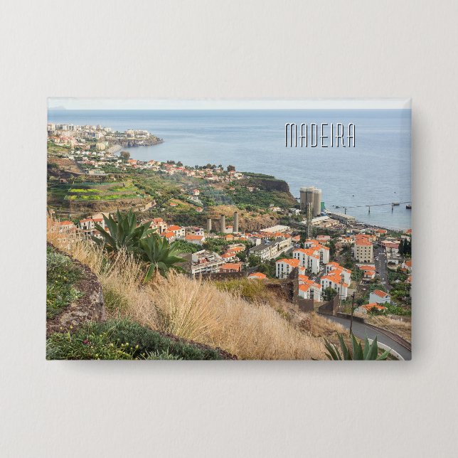 Custom Text Madeira Portugal Button (Front)