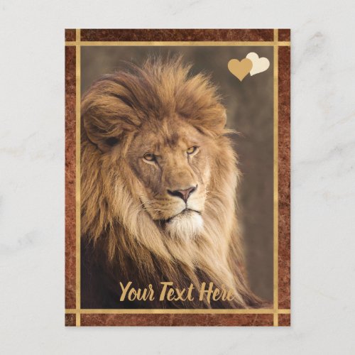 Custom Text Majestic Lion Photo Postcard
