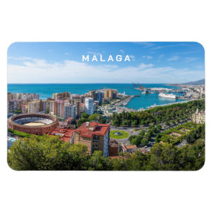 Custom Text Malaga Spain Areal Photograph Magnet