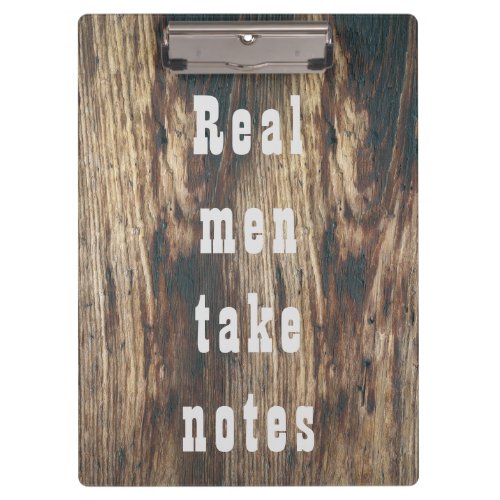 Custom text manly far west woodgrain clipboard